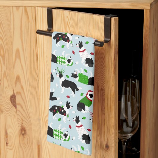 Kerstgrens Collie Kitchen Towel Theedoek (Derde Gevouwen)