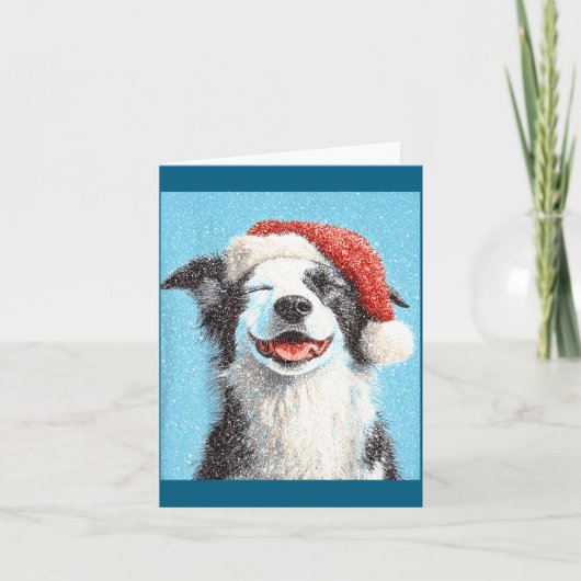 Kerstgrens Collie Lichtblauw Kaart (Voorkant)