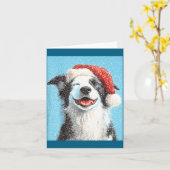 Kerstgrens Collie Lichtblauw Kaart (Gele Bloem)