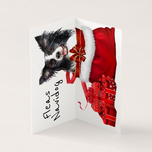 kerstgrens Collie Santa Sack DIY wenst Kaart (Binnen)