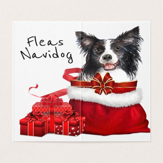 kerstgrens Collie Santa Sack DIY wenst Kaart (Binnenkant ongevouwen)