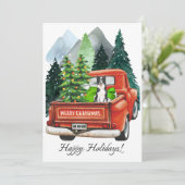 Kerstgrens Collie &  Vrachtwagen Waterverf Feestdagenkaart (Staand voorkant)