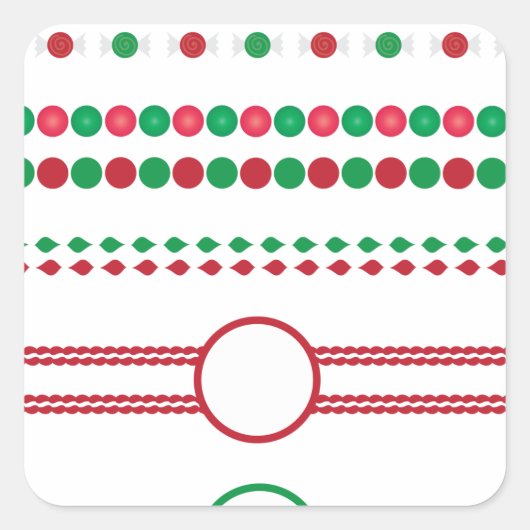 kerstgrens lijst vakantie vierkante sticker (Voorkant)