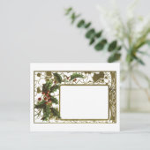  kerstgrens met Vintage Holly Briefkaart (Staand voorkant)