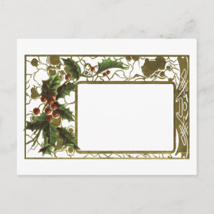  kerstgrens met Vintage Holly Briefkaart