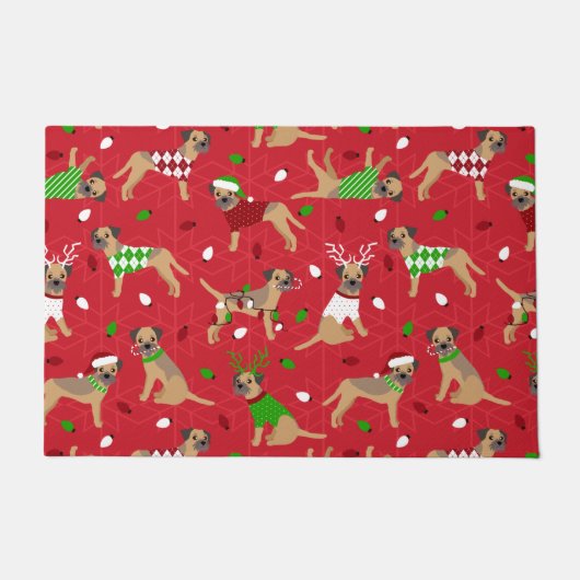 Kerstgrens Terrier Doormat Deurmat (Voorkant)