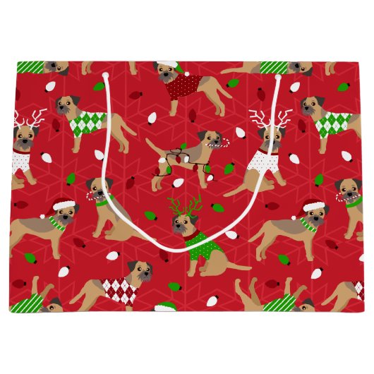Kerstgrens Terrier Groot Cadeauzakje (Voorkant)