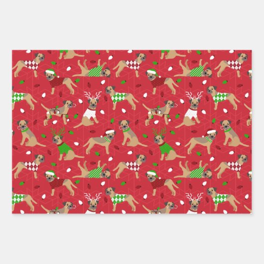 Kerstgrens Terrier Inpakpapier Vel (Voorkant)