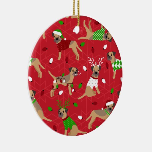 Kerstgrens Terrier Keramisch Ornament (Rechts)