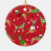 Kerstgrens Terrier Keramisch Ornament (Voorkant)