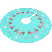 Kerstgrens Tropisch Blauw Flamingo Kerstboom Rok (Gekanteld)