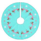 Kerstgrens Tropisch Blauw Flamingo Kerstboom Rok (Voorkant)