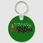 kerstgreyhounds Sleigh Holiday Sleutelhanger (Voorkant)