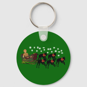 kerstgreyhounds Sleigh Holiday Sleutelhanger