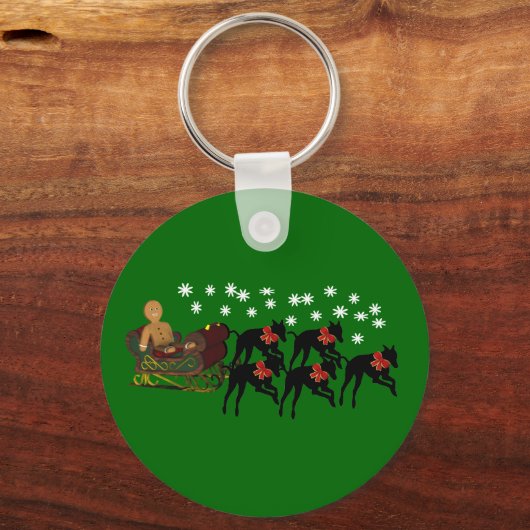 kerstgreyhounds Sleigh Holiday Sleutelhanger (Voorkant)