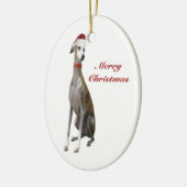 kerstgriehond Dog in Santa Hat Ornament (Links)