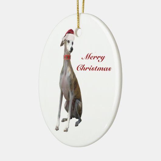 kerstgriehond Dog in Santa Hat Ornament (Links)