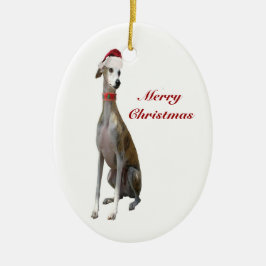 kerstgriehond Dog in Santa Hat Ornament