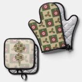 kerstgriet ovenwant & pannenlap set (Voorkant / Achterkant)