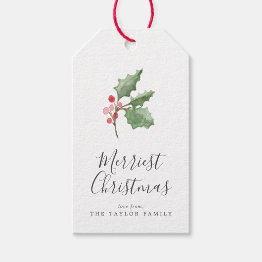 Kerstgrijns feestkerst cadeaulabel (Voorkant)