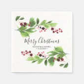 Kerstgrijns papier van rode bessen Napkin Servet (Voorkant)