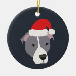 Kerstgrijs en witte Pitbull Keramisch Ornament
