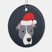 Kerstgrijs en witte Pitbull Keramisch Ornament (Links)