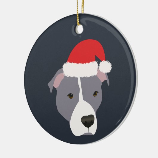 Kerstgrijs en witte Pitbull Keramisch Ornament (Links)