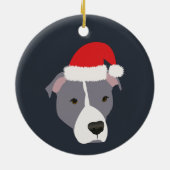 Kerstgrijs en witte Pitbull Keramisch Ornament (Achterkant)