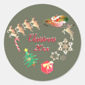 kerstgrijs kerstkerstmeisje ronde sticker (Voorkant)