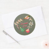 kerstgrijs kerstkerstmeisje ronde sticker (Envelop)