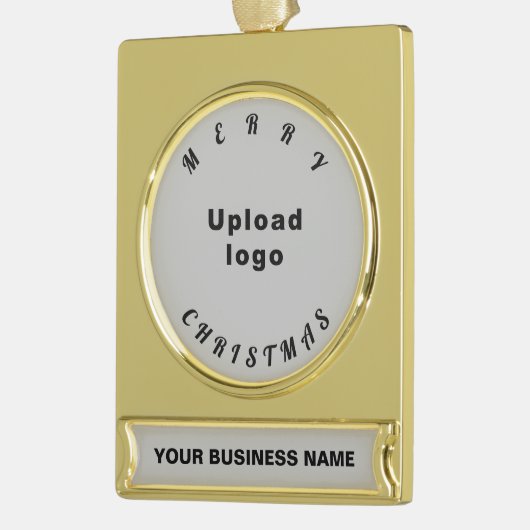 Kerstgrijs op verguld banner ornament (Links)