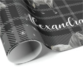 kerstgrijs paardenpaardje gepersonaliseerd cadeaupapier (Rol Hoek)