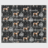kerstgrijs paardenpaardje gepersonaliseerd cadeaupapier (Vlak)