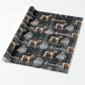kerstgrijs paardenpaardje gepersonaliseerd cadeaupapier (Uitgerold)
