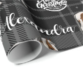 kerstgrijs paardenpaardje gepersonaliseerd cadeaupapier (Rol Hoek)