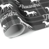 kerstgrijs paardenpaardje gepersonaliseerd cadeaupapier (Rol Hoek)