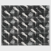 kerstgrijs paardenpaardje gepersonaliseerd cadeaupapier (Vlak)