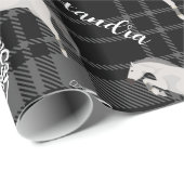 kerstgrijs paardenpaardje gepersonaliseerd cadeaupapier (Rol Hoek)