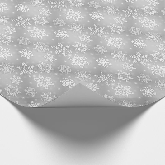 Kerstgrijs Snowflake-omslagpapier Cadeaupapier (Hoek)