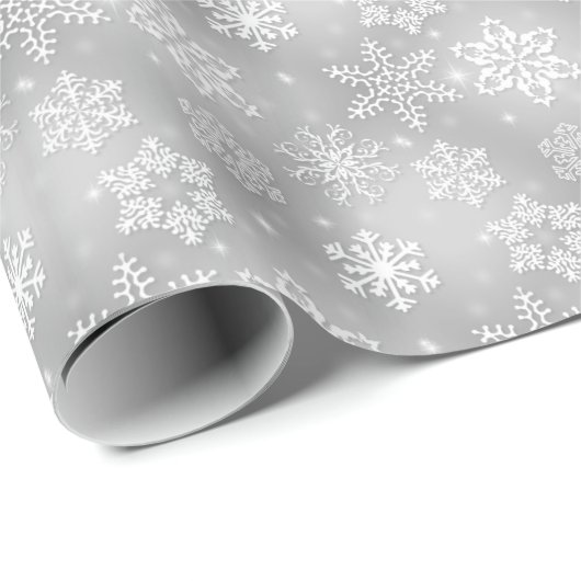 Kerstgrijs Snowflake-omslagpapier Cadeaupapier (Rol Hoek)