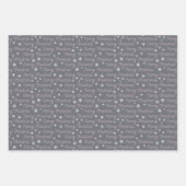 Kerstgrijs wit roze zilverkleurig elegant inpakpapier vel (Voorkant 3)