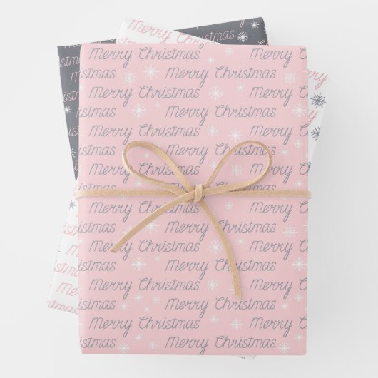 Kerstgrijs wit roze zilverkleurig elegant inpakpapier vel (In situ)