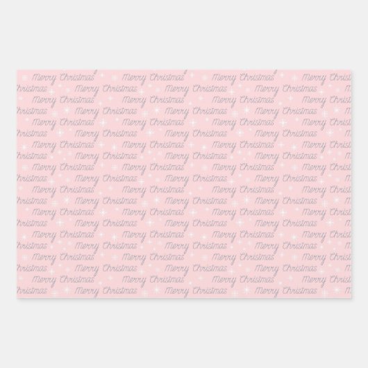 Kerstgrijs wit roze zilverkleurig elegant inpakpapier vel (Voorkant)