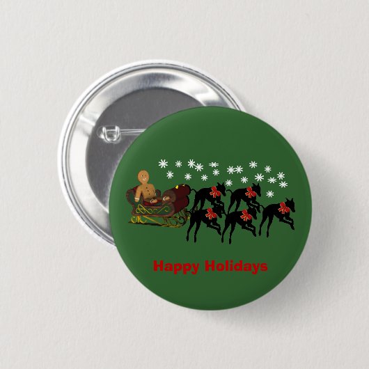 Kerstgrijshonden Slaapschutter Button Pin (Voorkant /achterkant)