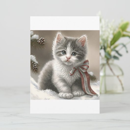 Kerstgrijze keuten, kerstkerstmis T-shirt Feestdagenkaart (Staand voorkant)