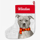 kerstgrijze put met de naam van Dog Grote Kerstsok (Achterkant)