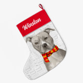 kerstgrijze put met de naam van Dog Grote Kerstsok (Achterkant (Hangend))