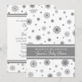 kerstgrijze Snowflake Aangepast Baby shower Kaart (Voorkant / Achterkant)