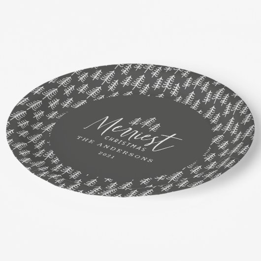 Kerstgrijze witte japandi-feestdag moderne papieren bordje (Gekanteld)